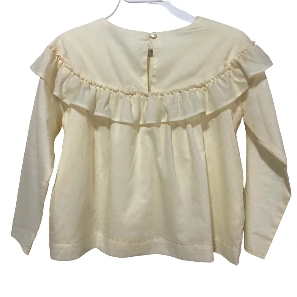 GYMBOREE Top Peasant Blouse NEW Cream Size 7/8 Lined Cotton Long Sleeves